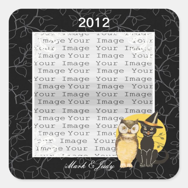 Cat & Owl Halloween Wedding Stickers (Front)