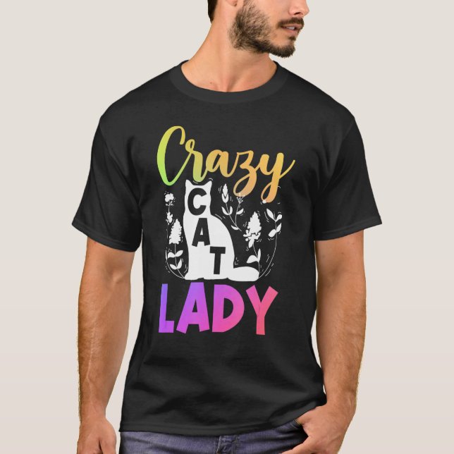 Cat  Owner flower  Crazy Cat Lady T-Shirt (Front)