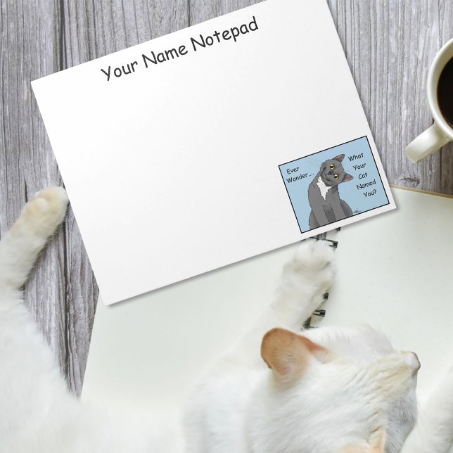 Cat Owner Funny Gray Cat Name Blue Notepad (Creator Uploaded)
