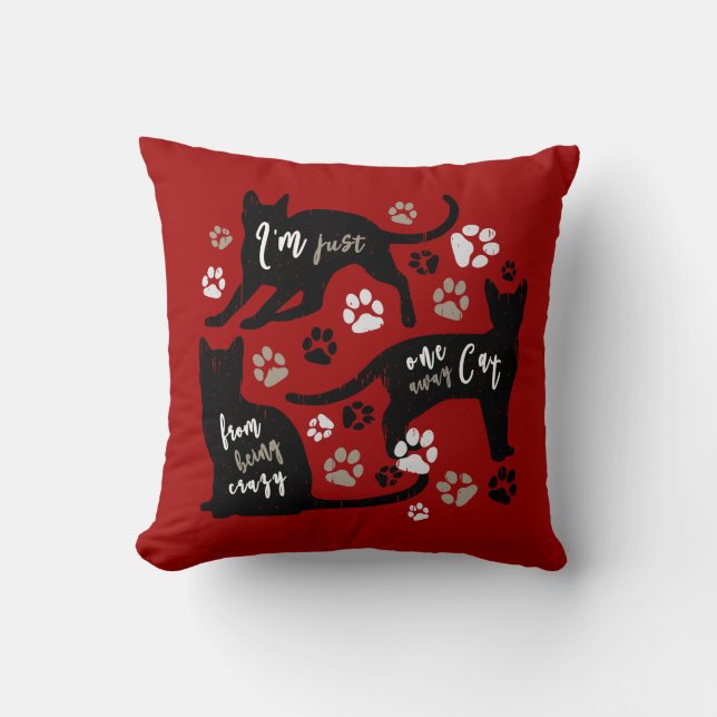 Cat Owner Gift Funny Kitty Paw Lover Graphic Art Throw Pillow (Front)