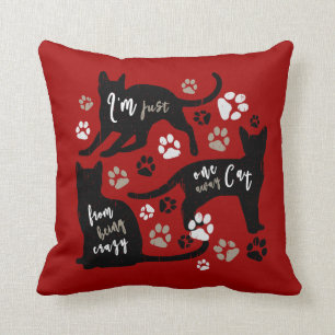 Cat Owner Gift Funny Kitty Paw Lover Graphic Art Throw Pillow