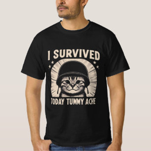 Cat Owner Humor Shirt Tummy Ache Survivor Graphic
