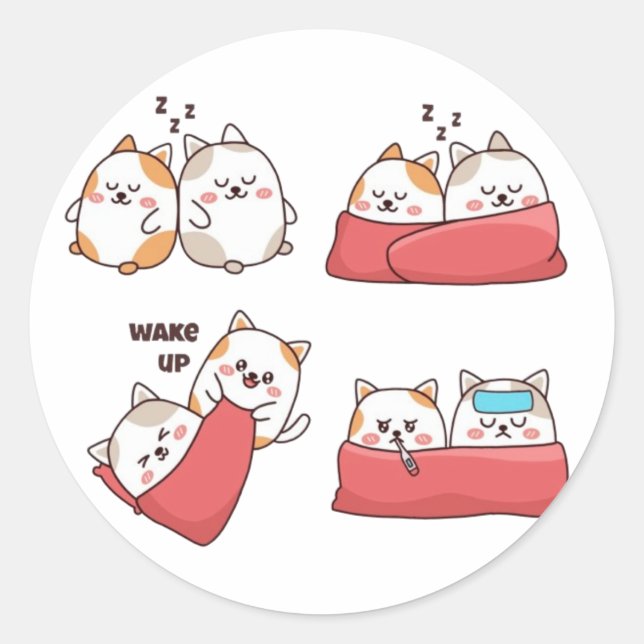 Cat pack  classic round sticker (Front)