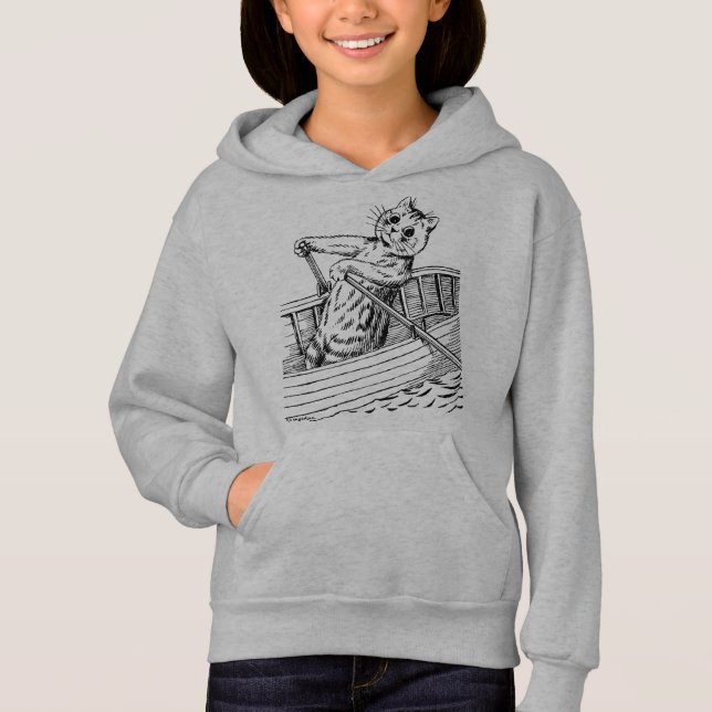 Cat paddling the boat, Louis Wain Hoodie (Front)