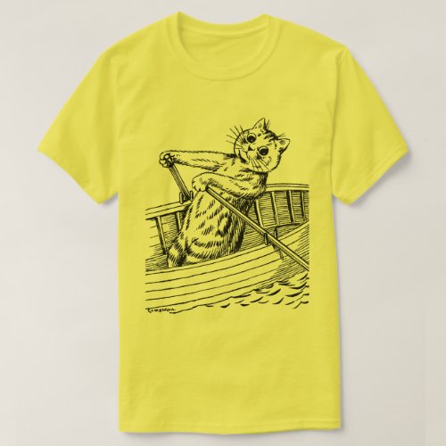 Cat paddling the boat Louis Wain T_Shirt
