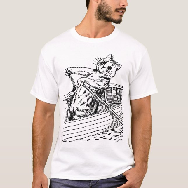 Cat paddling the boat, Louis Wain T-Shirt (Front)