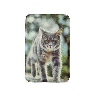 Cat painting bathroom mat