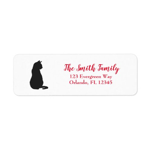 Cat Painting Black Silhouette Return Address Label