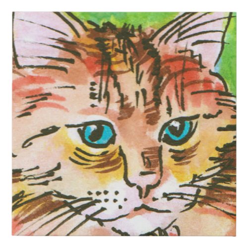 Cat painting faux canvas print