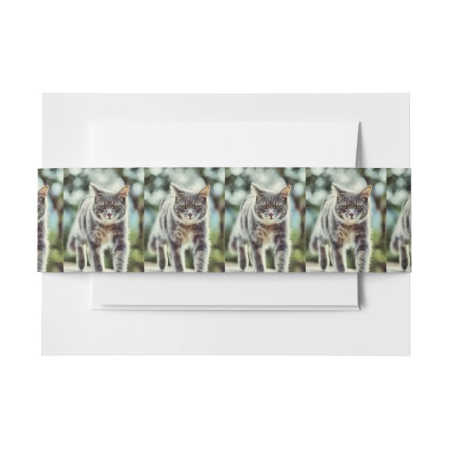 Cat painting invitation belly band (Front Example)