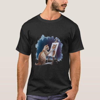 Cat Painting Lion Artistic Animal Lover T-Shirt