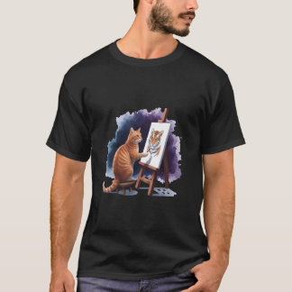 Cat Painting Lion Artistic Animal Lover T-Shirt