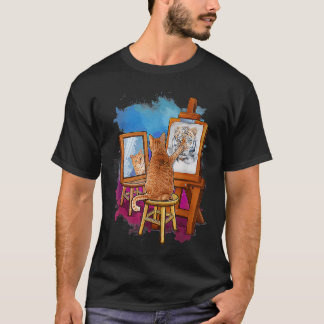 Cat Painting Lion Artistic Animals Graphic T-Shirt