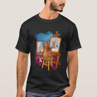 Cat Painting Lion Artistic Animals Lover Graphic N T-Shirt