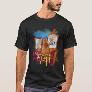Cat Painting Lion Artistic Animals Lover Graphic N T-Shirt