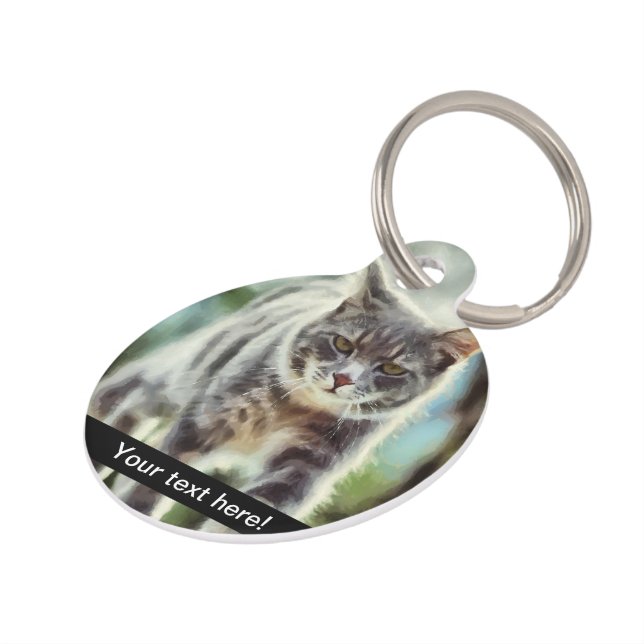 Cat painting pet name tag (Side)