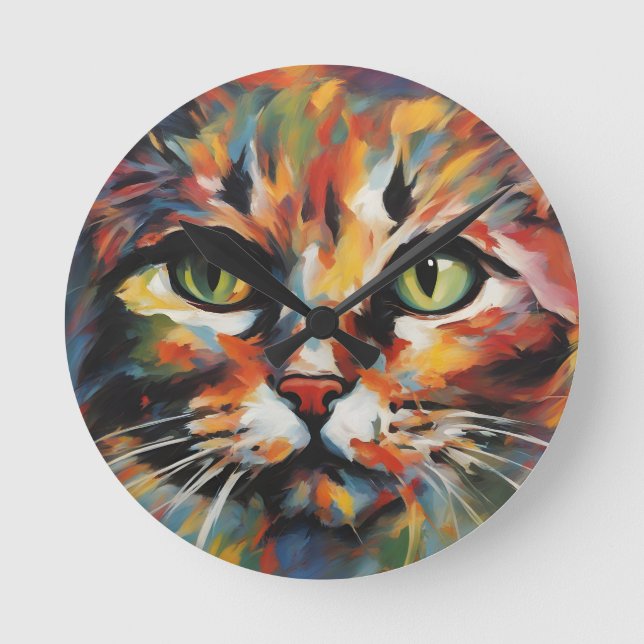 Cat Painting Round Clock (Front)