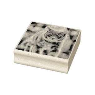 Cat painting rubber stamp