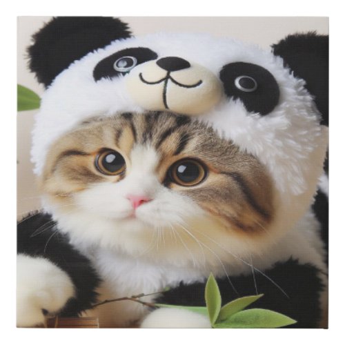 Cat panda so cute Kung pow Faux Canvas Print