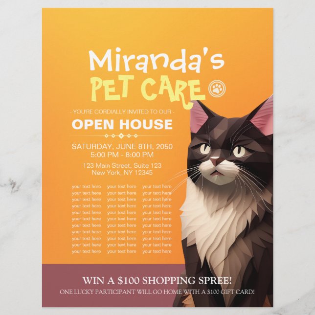 Cat Paper Carves Pet Care Animal Clinic Open House (Front)
