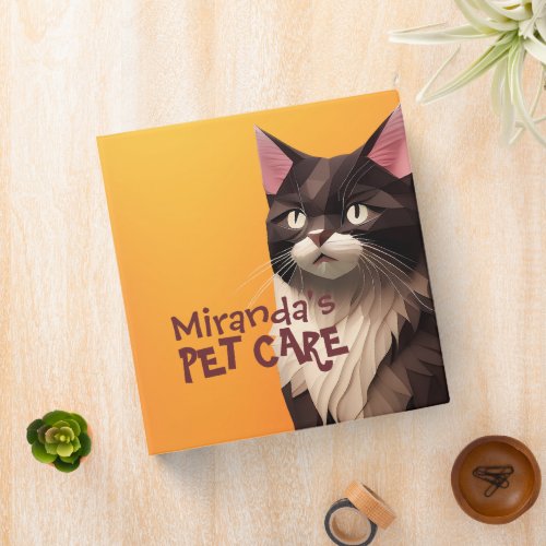 Cat Paper Cut Art Pet Care Food Shop Animal Clinic 3 Ring Binder