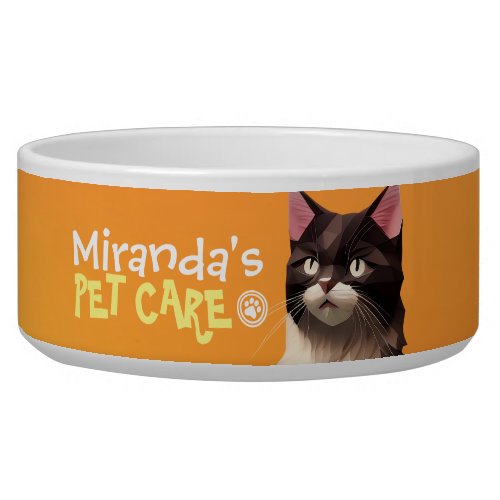 Cat Paper Cut Art Pet Care Food Shop Animal Clinic Bowl