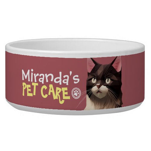 Cat Paper Cut Art Pet Care Food Shop Animal Clinic Bowl