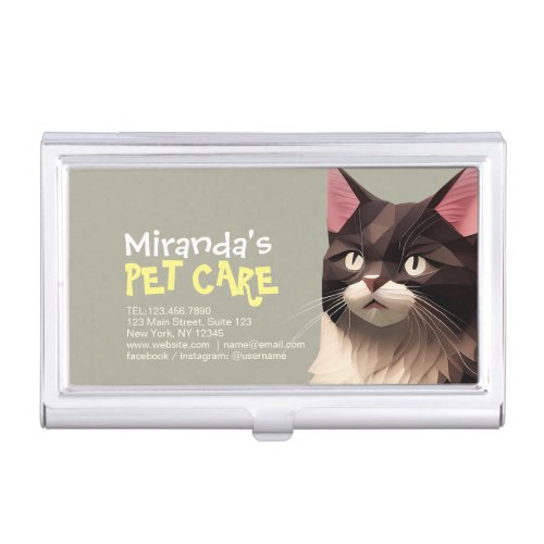 Cat Paper Cut Art Pet Care Food Shop Animal Clinic Business Card Case