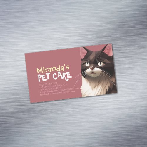 Cat Paper Cut Art Pet Care Food Shop Animal Clinic Business Card Magnet