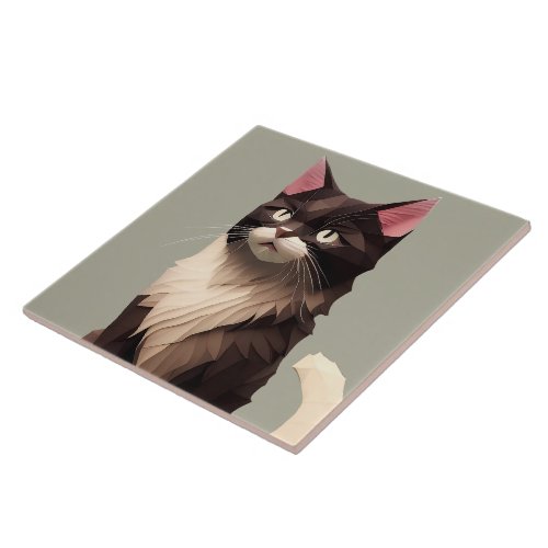Cat Paper Cut Art Pet Care Food Shop Animal Clinic Ceramic Tile