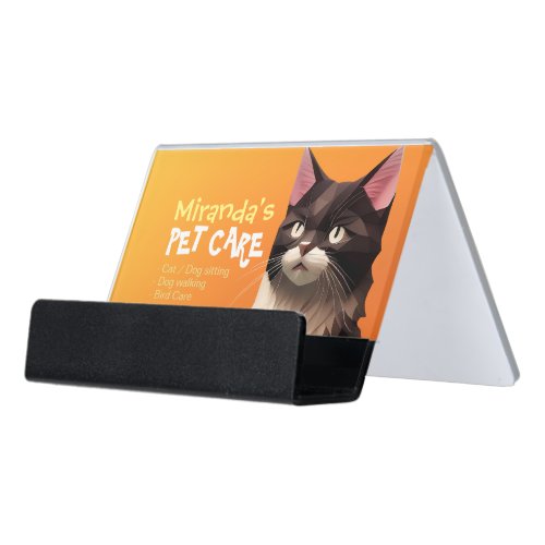 Cat Paper Cut Art Pet Care Food Shop Animal Clinic Desk Business Card Holder