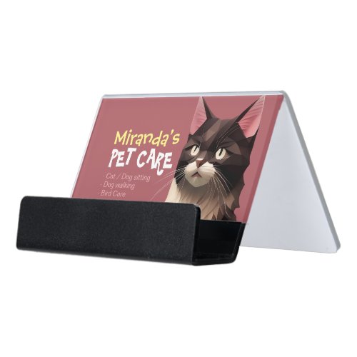 Cat Paper Cut Art Pet Care Food Shop Animal Clinic Desk Business Card Holder