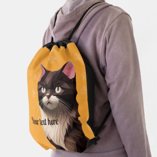 Cat Paper Cut Art Pet Care Food Shop Animal Clinic Drawstring Bag