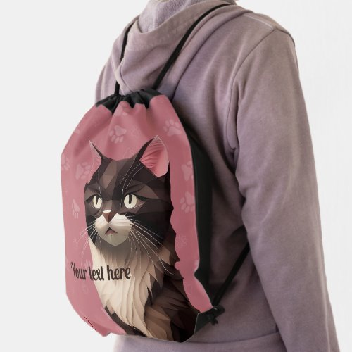 Cat Paper Cut Art Pet Care Food Shop Animal Clinic Drawstring Bag