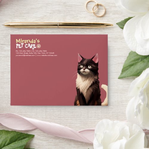 Cat Paper Cut Art Pet Care Food Shop Animal Clinic Envelope