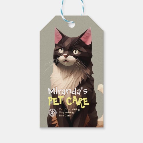 Cat Paper Cut Art Pet Care Food Shop Animal Clinic Gift Tags