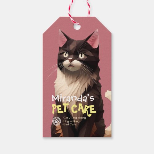 Cat Paper Cut Art Pet Care Food Shop Animal Clinic Gift Tags