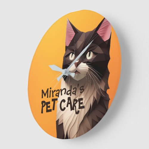 Cat Paper Cut Art Pet Care Food Shop Animal Clinic Large Clock