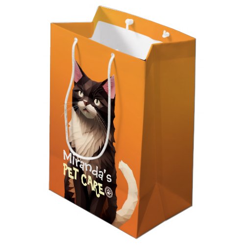 Cat Paper Cut Art Pet Care Food Shop Animal Clinic Medium Gift Bag