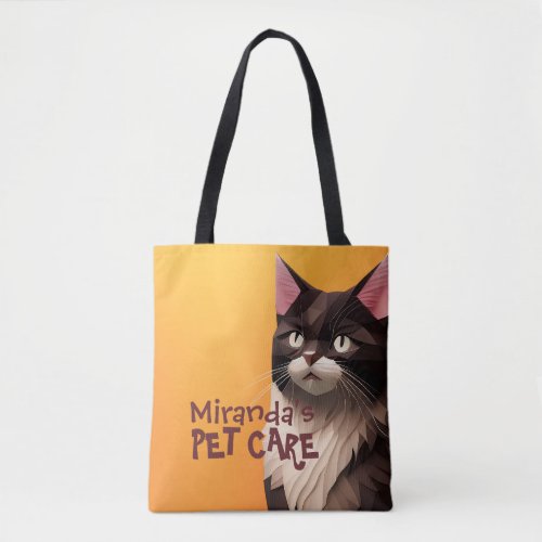 Cat Paper Cut Art Pet Care Food Shop Animal Clinic Tote Bag
