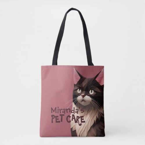 Cat Paper Cut Art Pet Care Food Shop Animal Clinic Tote Bag