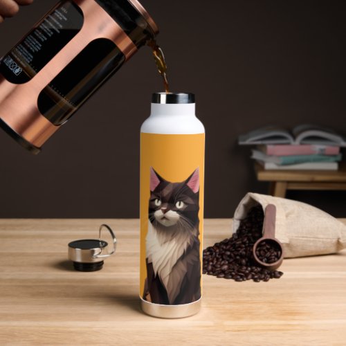 Cat Paper Cut Art Pet Care Food Shop Animal Clinic Water Bottle