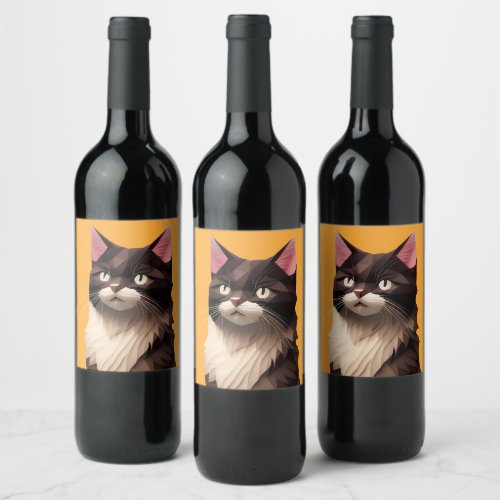 Cat Paper Cut Art Pet Care Food Shop Animal Clinic Wine Label