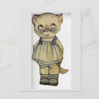 CAT PAPER DOLL VINTAGE CUTE POSTCARD