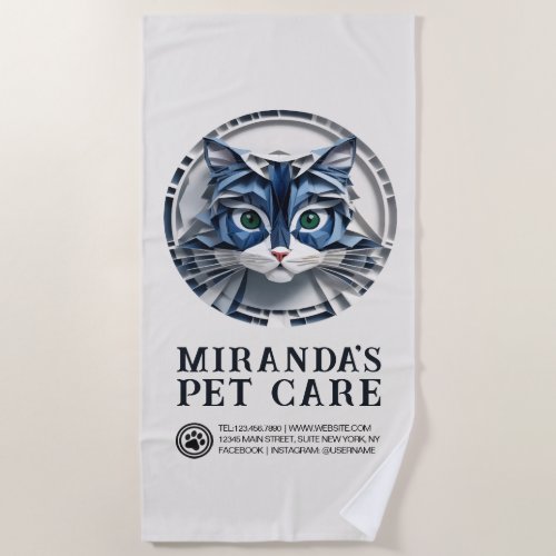 Cat Paper Origami Pet Care Grooming Animal Clinic Beach Towel