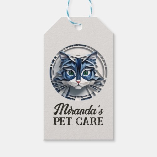 Cat Paper Origami Pet Care Grooming Animal Clinic Gift Tags