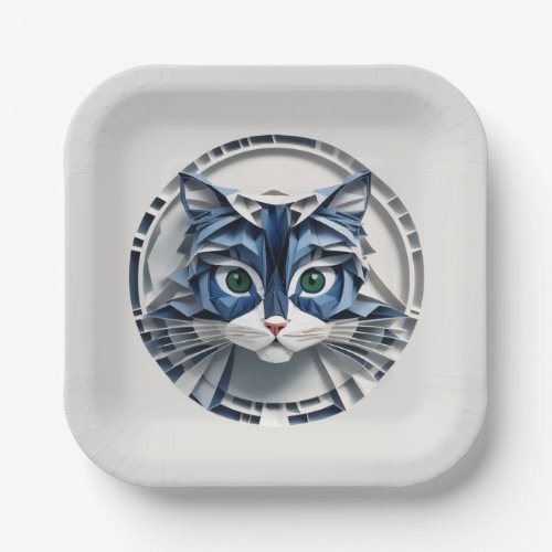 Cat Paper Origami Pet Care Grooming Animal Clinic Paper Plates