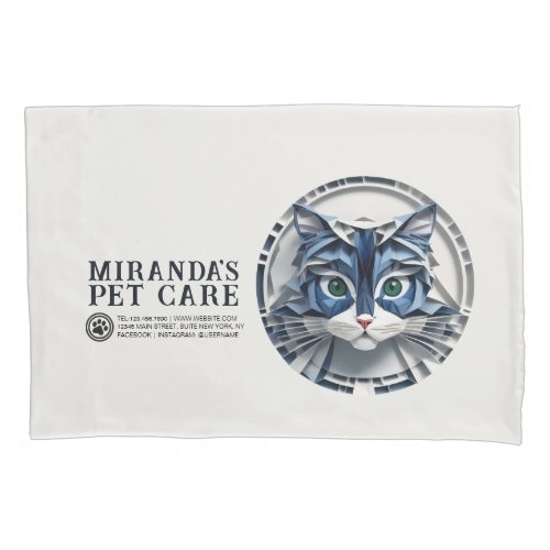 Cat Paper Origami Pet Care Grooming Animal Clinic Pillow Case