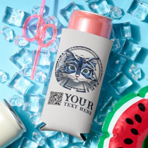 Cat Paper Origami Pet Care Grooming Animal Clinic Seltzer Can Cooler