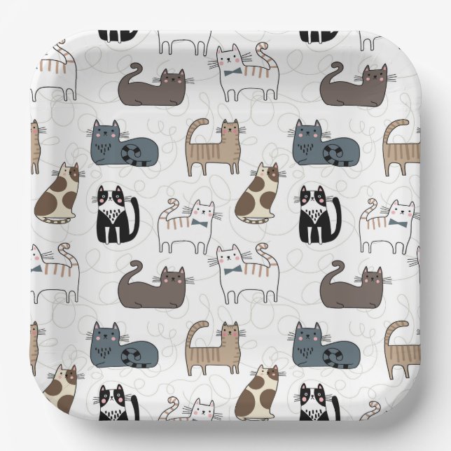 Cat Paper Plates, Kitty Kitten Party Plates (Front)